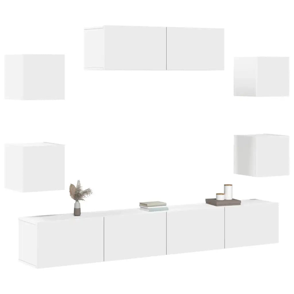 Set di Mobili Porta TV 7 pz Bianco in Legno Multistrato 3114518