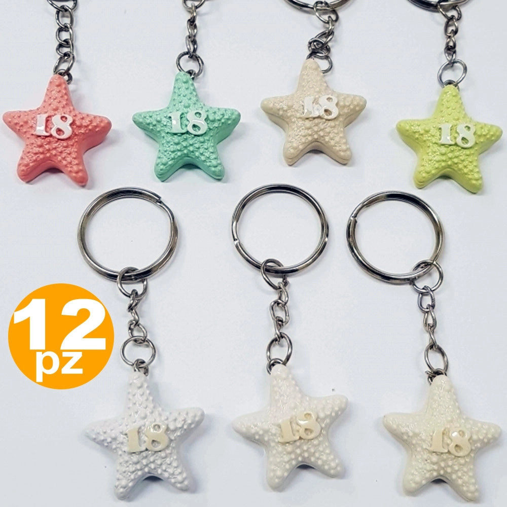 Trade Shop - Set Bomboniera Bomboniere Stella Marina 18 Anni Compleanno Ceramica Porta Chiavi -