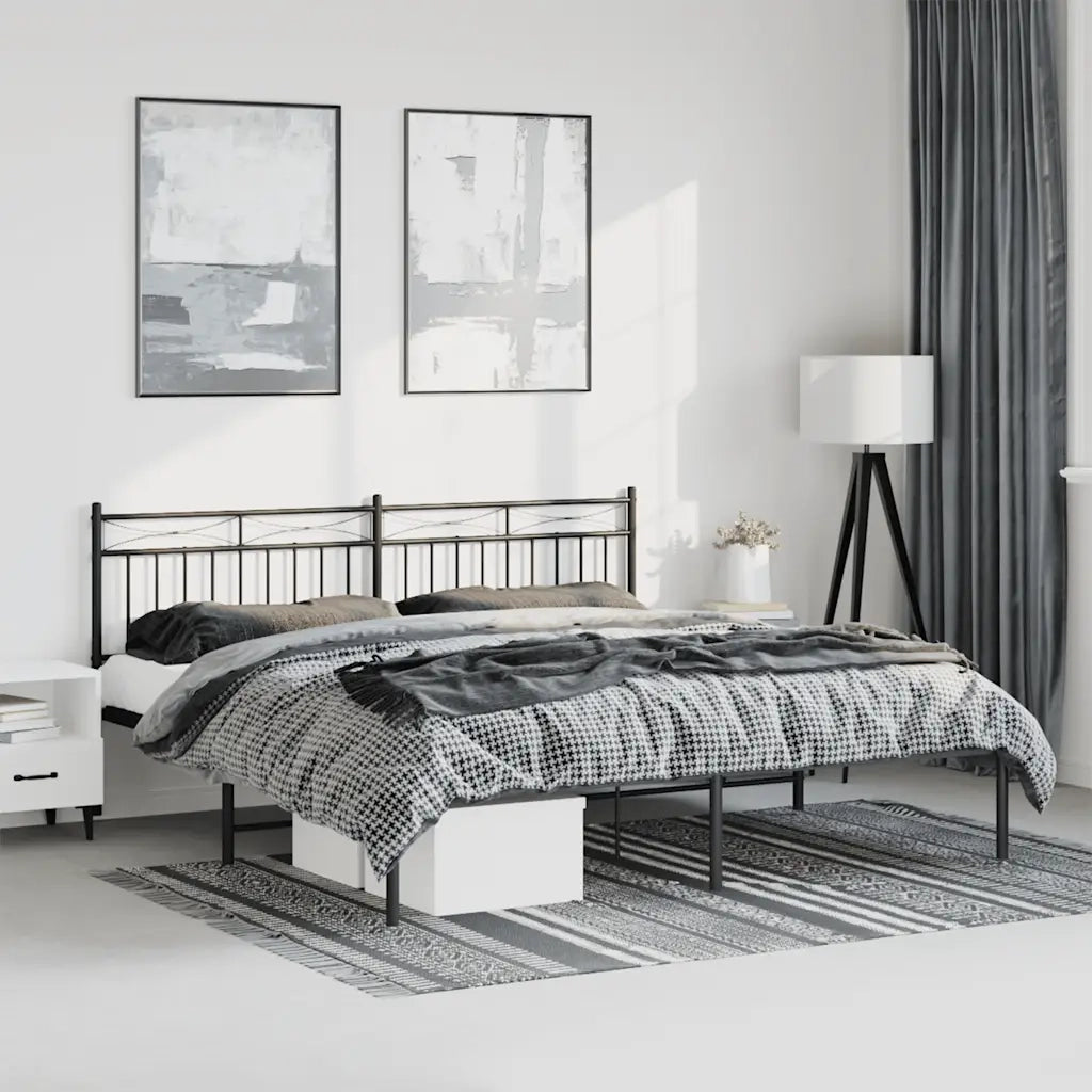 Giroletto con Testiera in Metallo Nero 183x213 cm 373696