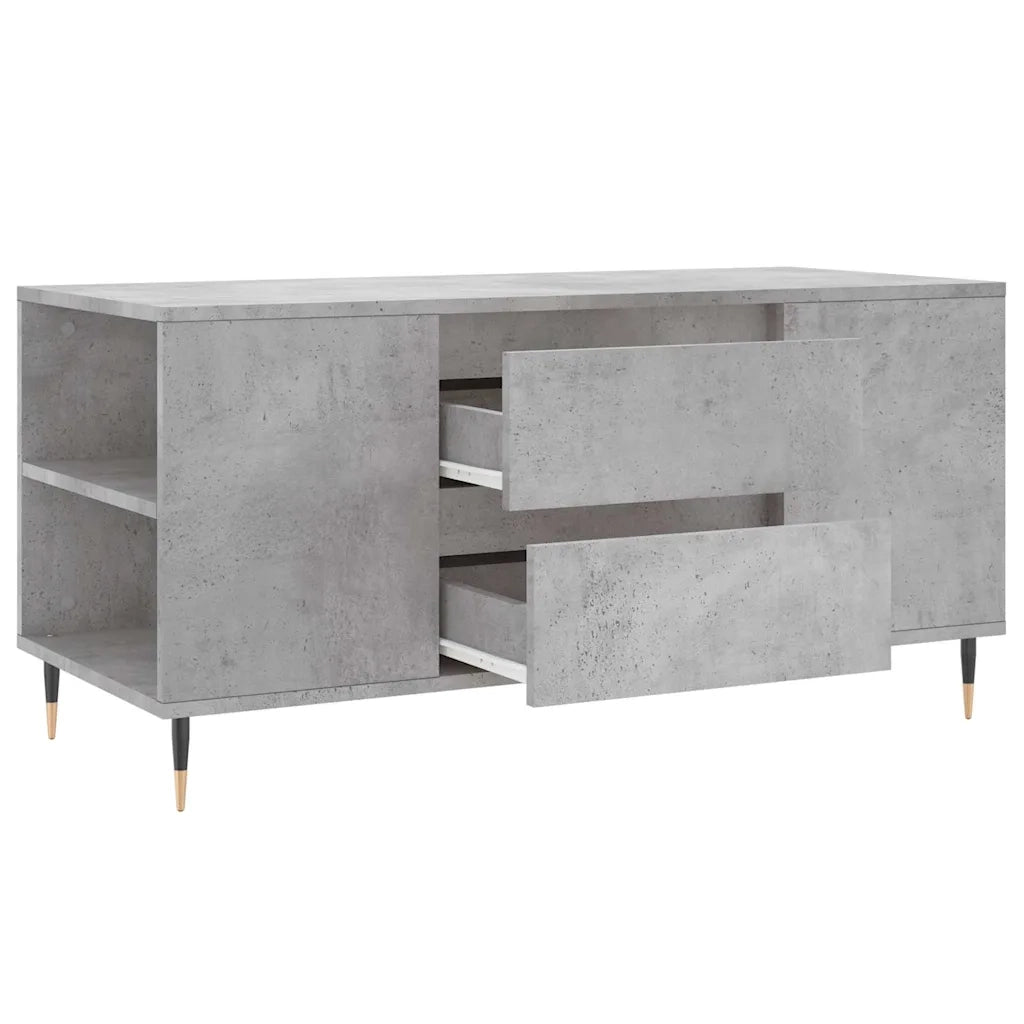 Tavolino Salotto-Tavolino da soggiorno-Tavolo Grigio Cemento 102x44,5x50cm Legno Multistrato 888141