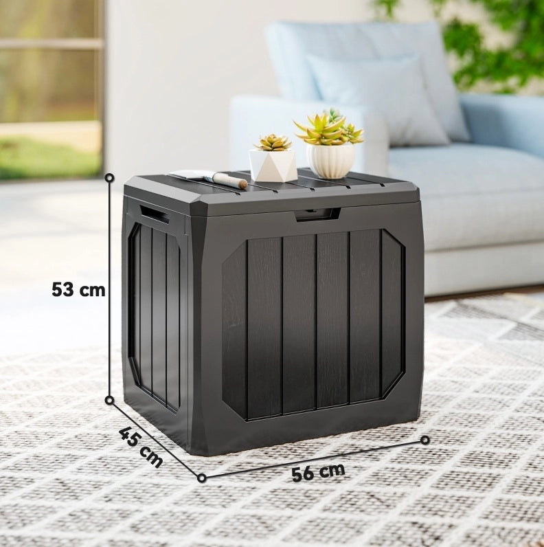 Cassapanca da giardino in plastica con maniglie; 56x45x53 cm; nera