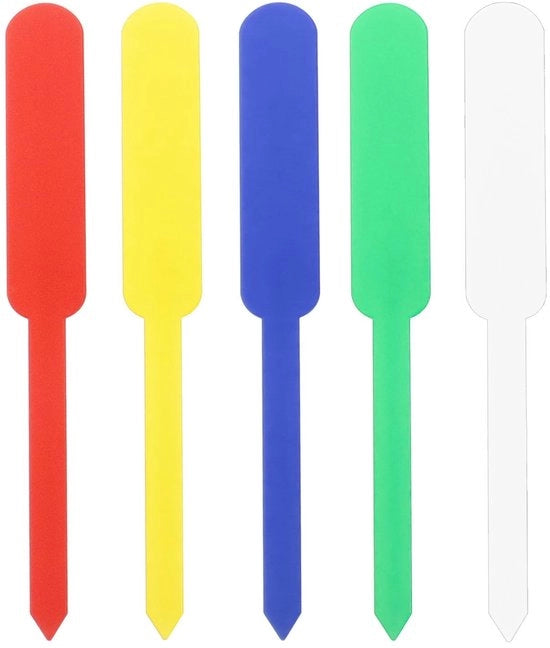 Etichette per piante 500 pezzi - Plastica - Multicolore - 12 cm di lunghezza - Imprimitura - Ecocompatibile - Dimensione pratica - Etichette per piante