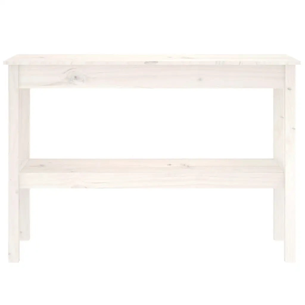 Tavolo Consolle Bianco 110x40x75 cm in Legno Massello di Pino
