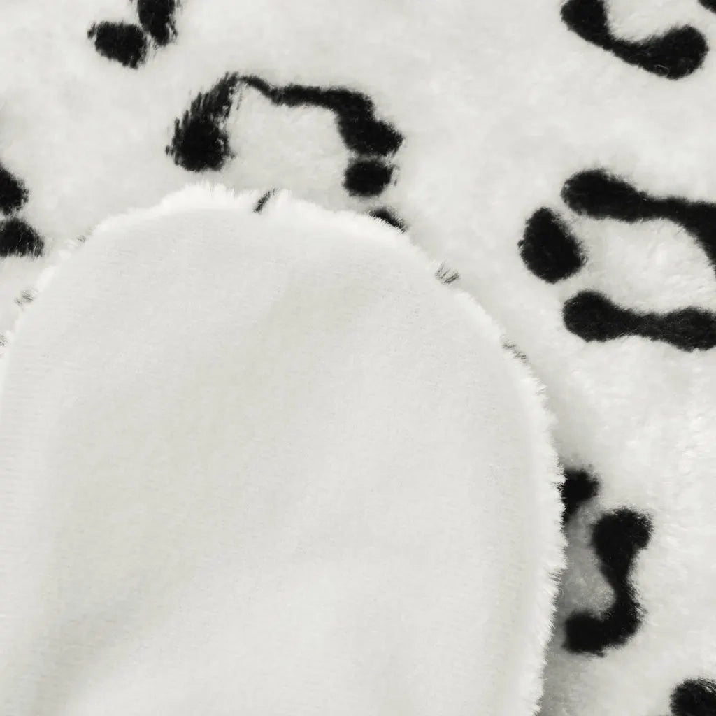 Tappeto del soggiorno | Tappeto di Peluche a Forma di Leopardo 139 cm Bianco