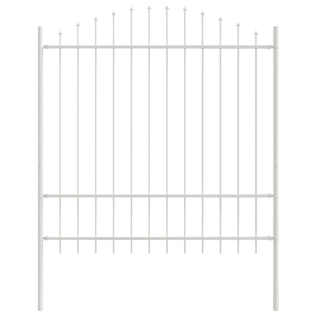 Recinzione da Giardino  con Punta a U Bianco 5,1x1,75 m Acciaio