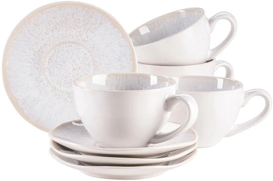 Set di tazze eleganti con guarnizione a mano - stile vintage - set da 4 - ceramica - 270 ml