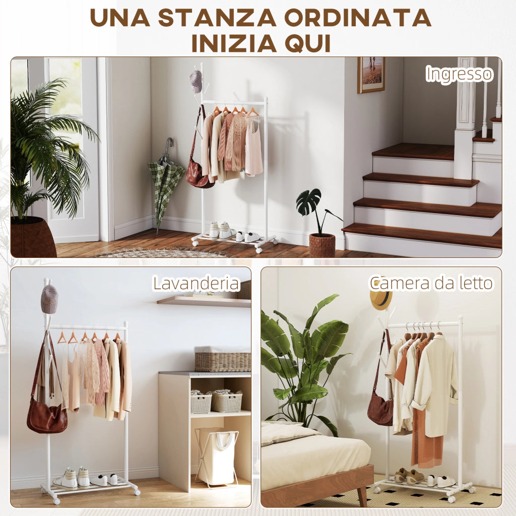 Scarpiera con Appendiabiti e Ripiano ¨C zephmum ¨C Bianco