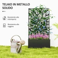 Fioriera Rialzata con Traliccio Decorativo per Rampicanti, da Terra e Parete, 61x23x113 cm, Nero