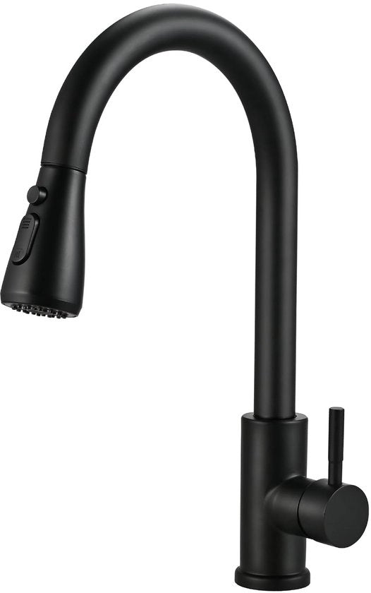 Cieex keukenkraan in acciaio inossidabile, alta pressione, 360° rotativa e estensibile, miscelatore per lavandino con 3 posizioni doccia, 1-manuale keukenkraan in acciaio inossidabile (matte nero)