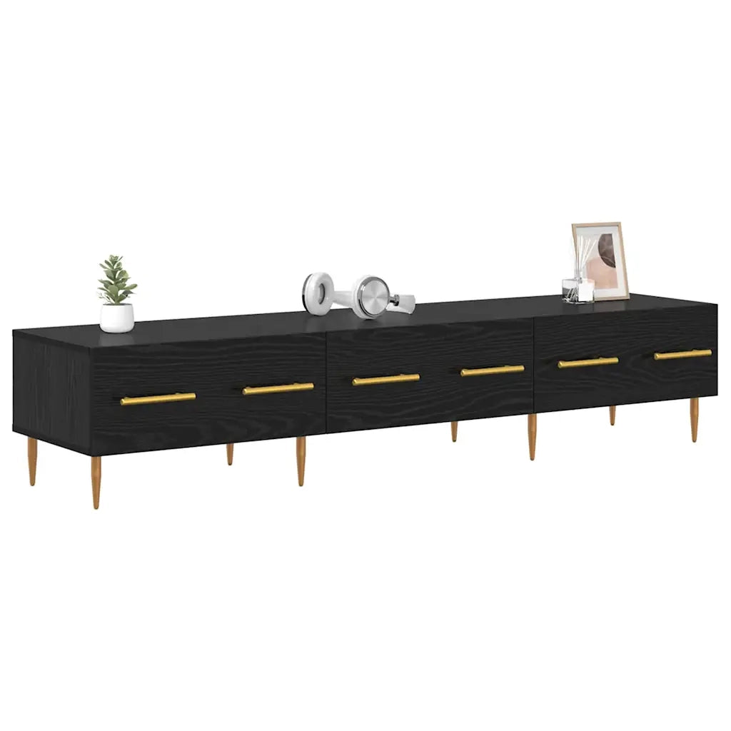 Mobile TV Rovere Nero 150 x 36 x 30 cm Legno multistrato