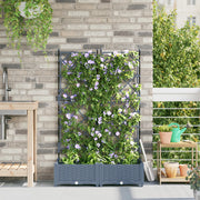 Fioriera con Trellis 2 pz Grigio Chiaro 80x40x125.5 cm