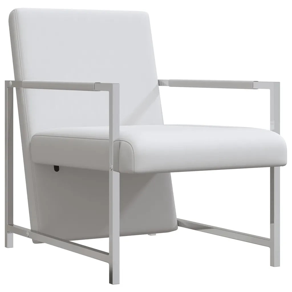 Poltrone 2 pz con Telaio Cromato Bianche in Similpelle