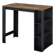 Tavolo Alto da Bar Danderyd Bancone a 3 Ripiani Laterali 120 x 60 x 106 cm - Nero / Effetto Rovere Scuro [en.casa]