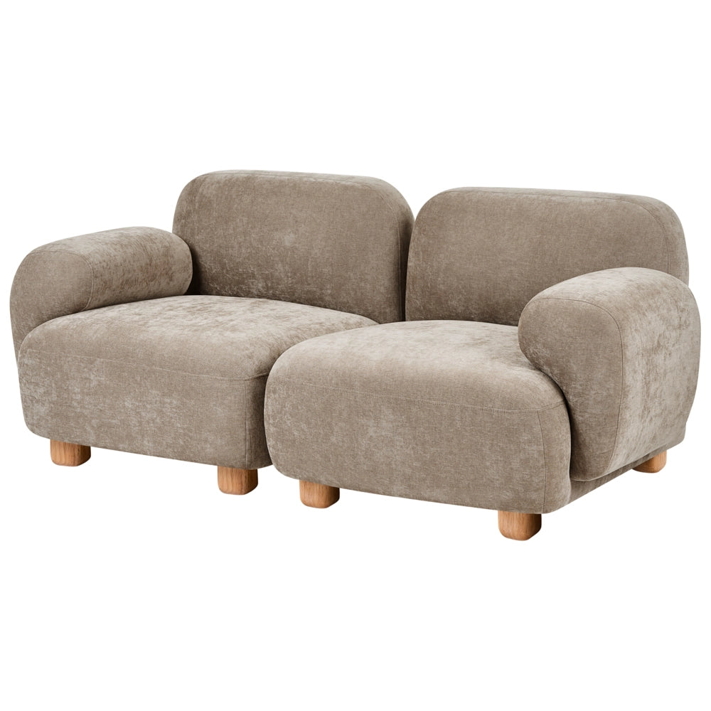 Divano componibile a 2 posti in tessuto due moduli angolari gambe in legno beige stile moderno