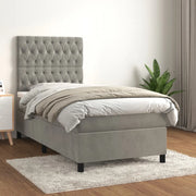 Giroletto a Molle con Materasso-Struttura Letto Grigio Chiaro 80x200 cm Velluto 865050