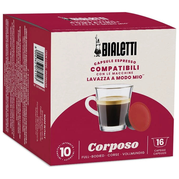 Bialetti, Capsule Caffe', Compatibili Lavazza A Modo Mio Corposo, 16 Capsule