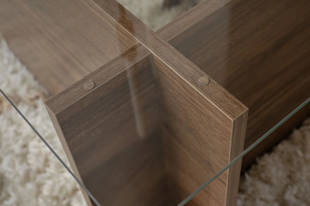Tavolino in legno "Vetrino" - 105 x 65 x 40 cm - Noce
