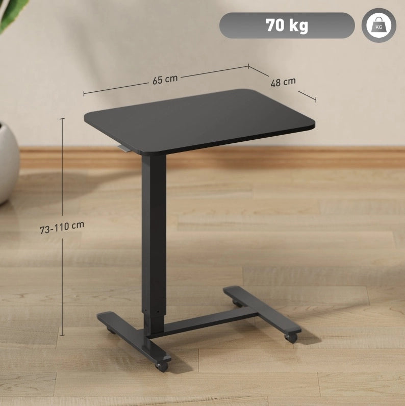 Scrivania mobile nero 65 x 48 cm, altezza regolabile 73-110 cm