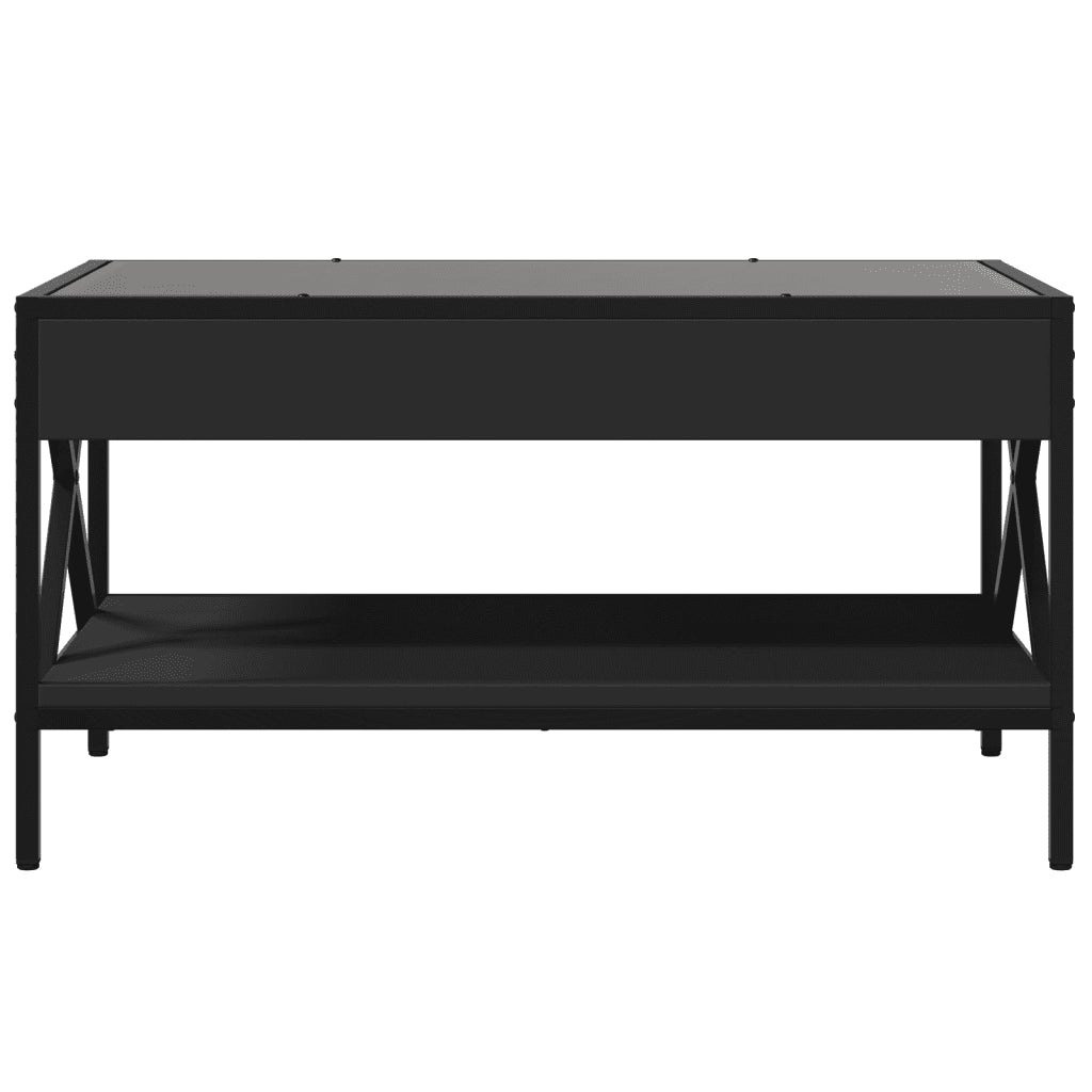 vidaXL Tavolino da Salotto con LED Infinity Nero 70x50x38 cm