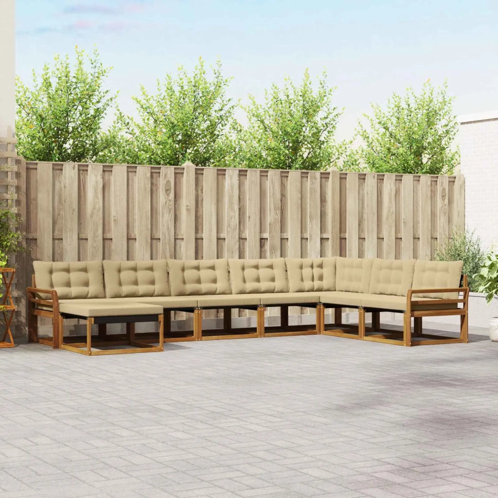 Set di divani da esterno con cuscino 8 pcs Naturale e Beige