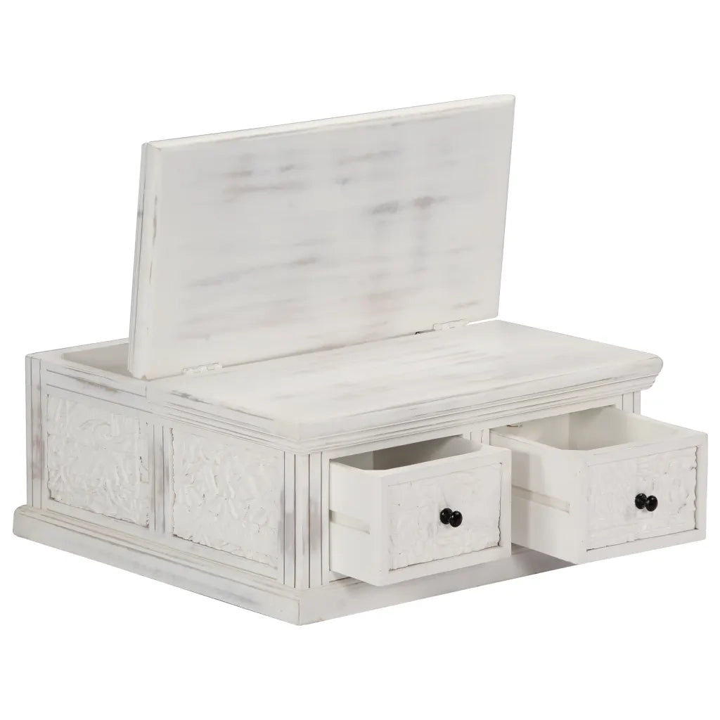 Tavolino da Salotto Bianco 70x70x30 cm Legno Massello di Mango 249872