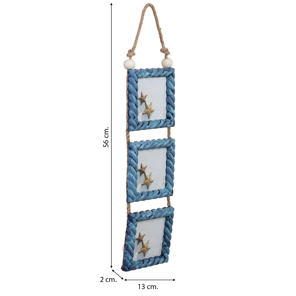 Cornice portafoto in legno blu, 13x2x56h cm