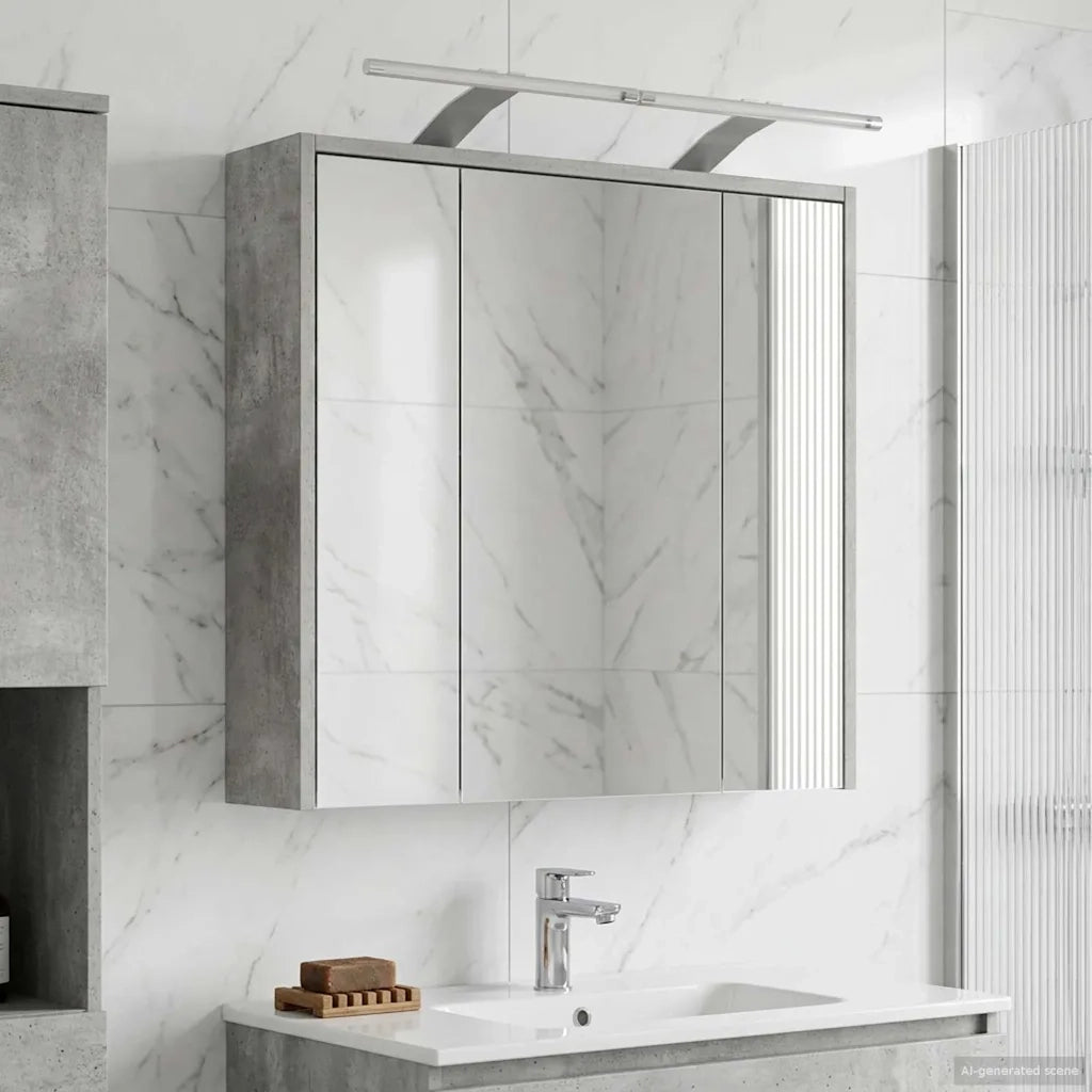 Mobiletto per specchio da bagno Grigio cemento