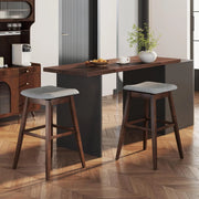Set di 2 sgabelli da bar, sgabello da cucina girevole con seduta curva tappezzata, poggiapiedi, portata fino a 140 kg, 50 x 50 x 76 cm, sedia alta per sala da pranzo, soggiorno