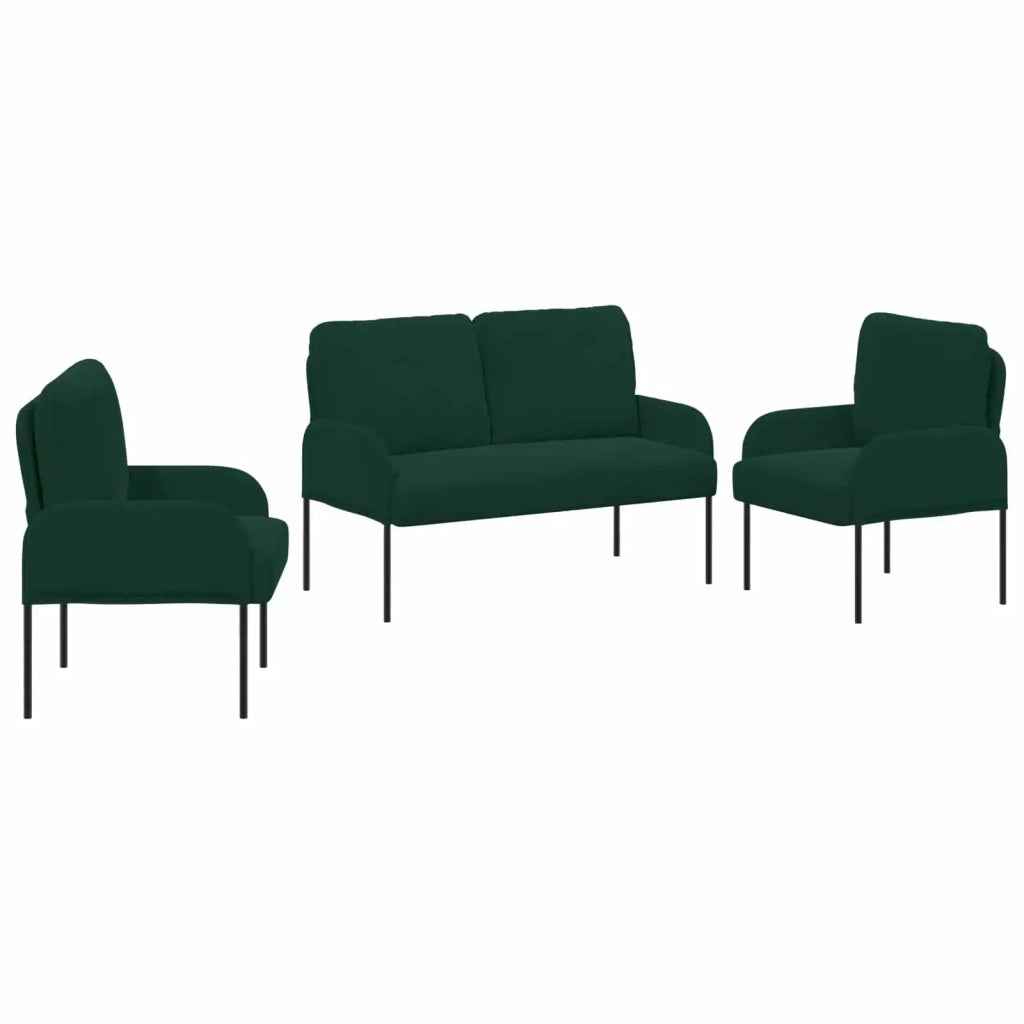 Set divani 3 pcs Verde Scuro 115 x 56 x 80 cm Legno compensato