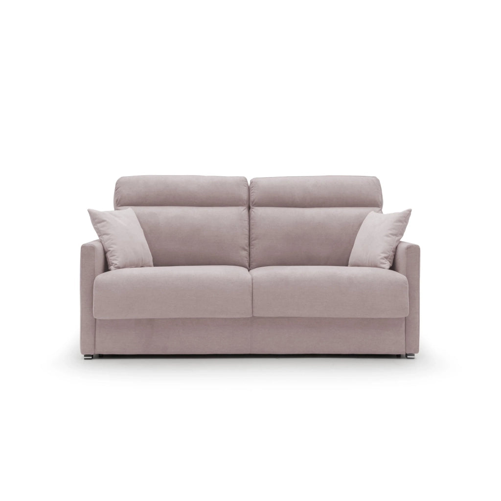 Margot Divano letto matrimoniale con schienale morbido alto in tessuto T02 196 cm (mat. 160x197) rosa