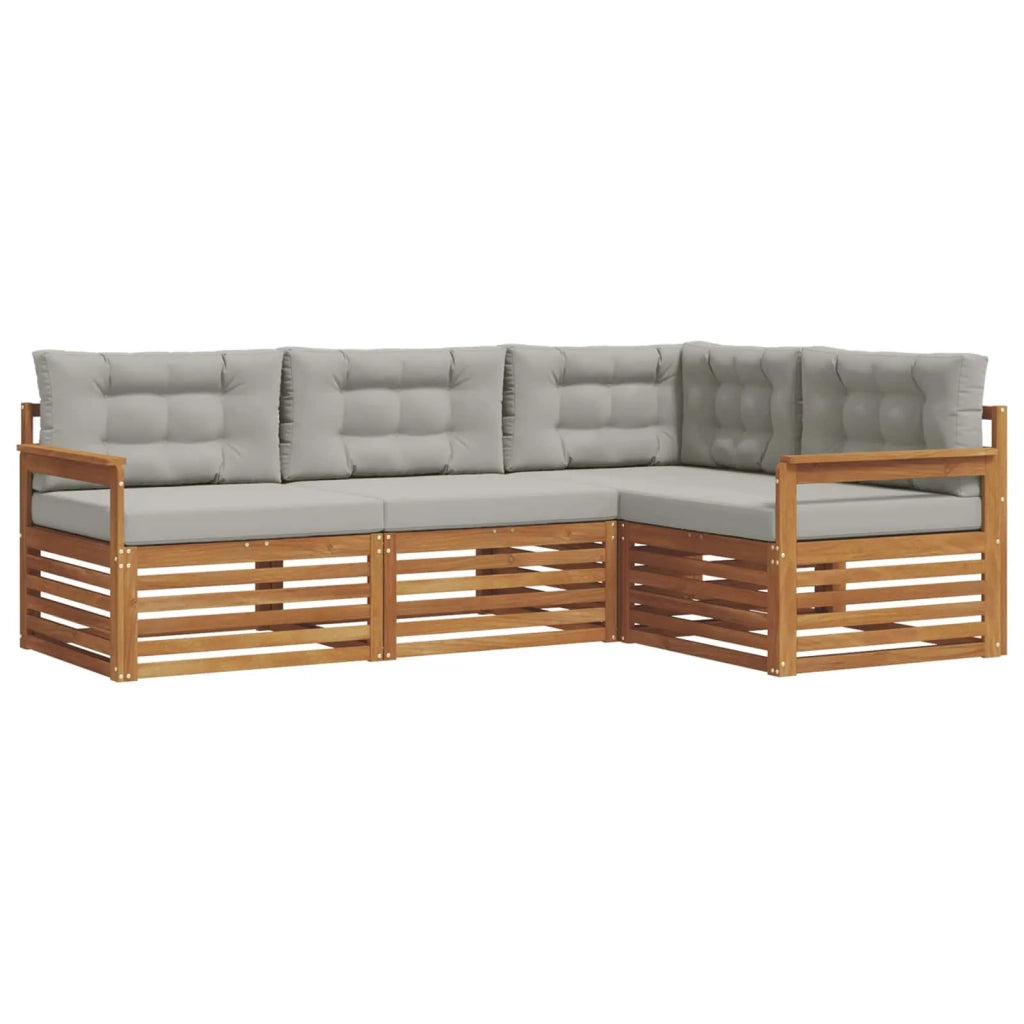 Set di divani da esterno 4 pcs Grigio Naturale e Chiaro