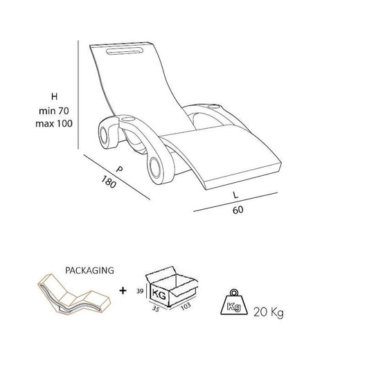 Sdraio Chaise Longe Lettino Galleggiante Da Esterno Prendisole In Polietilene Colore Bianco Cv-S130/9003