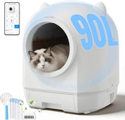 Lettiera Gatto Autopulente, Lettiera Autopulente Per Gatti XXL 90L, Doppio Sistema Anti-Odori E Protezioni Sicurezza Multiple, Controllo A Distanza Via APP, Ideale Per Famiglie Con Più Gatti