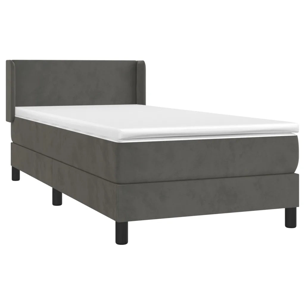 Giroletto a Molle con Materasso Grigio Scuro 90x200 cm Velluto 3130818