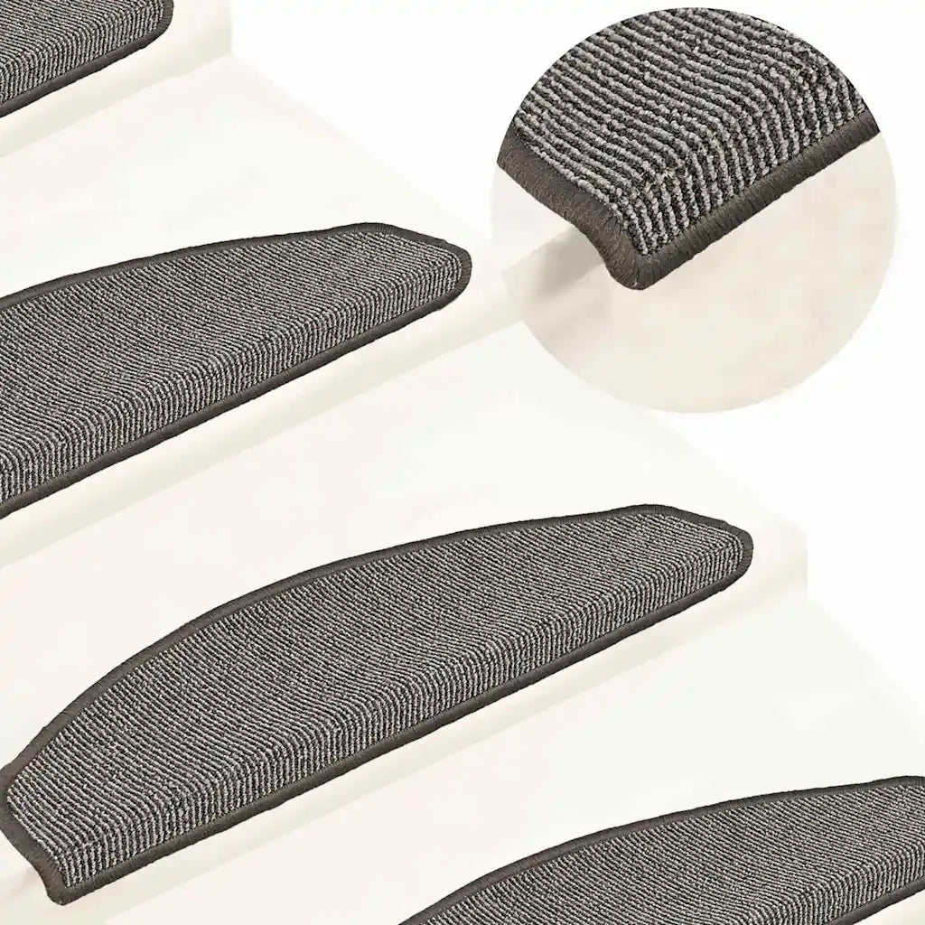 Tappetini per scale 15 pz 65x21x4 cm Grigio Semicircolari Grandi 149854