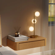Lampada da comodino con 3 paralumi globo ¨C zephmum ¨C base in acciaio, ottone, H 53 cm