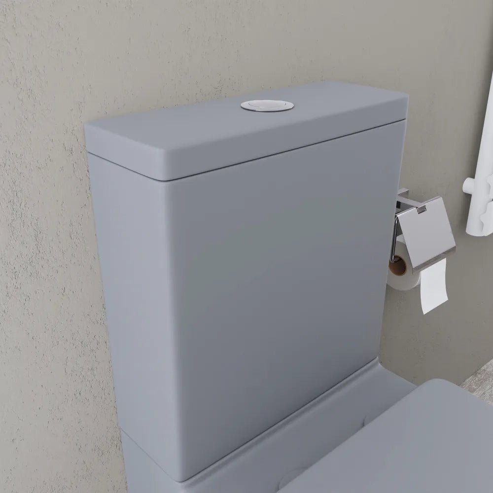 Vaso filomuro monoblocco tornado con cassetta e sedile copri-wc grigio opaco | Riga
