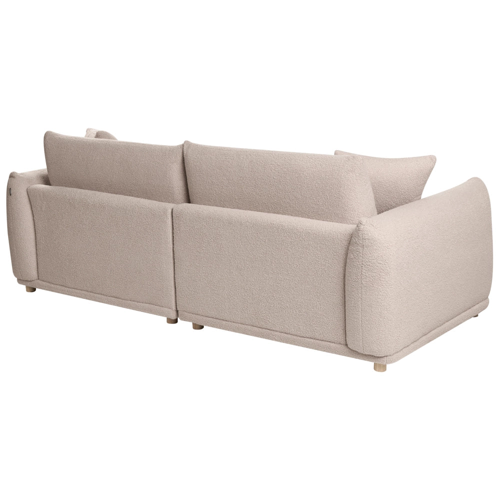 Divano a 3 posti in tessuto beige con cuscini decorativi e gambe in legno divano moderno per soggiorno