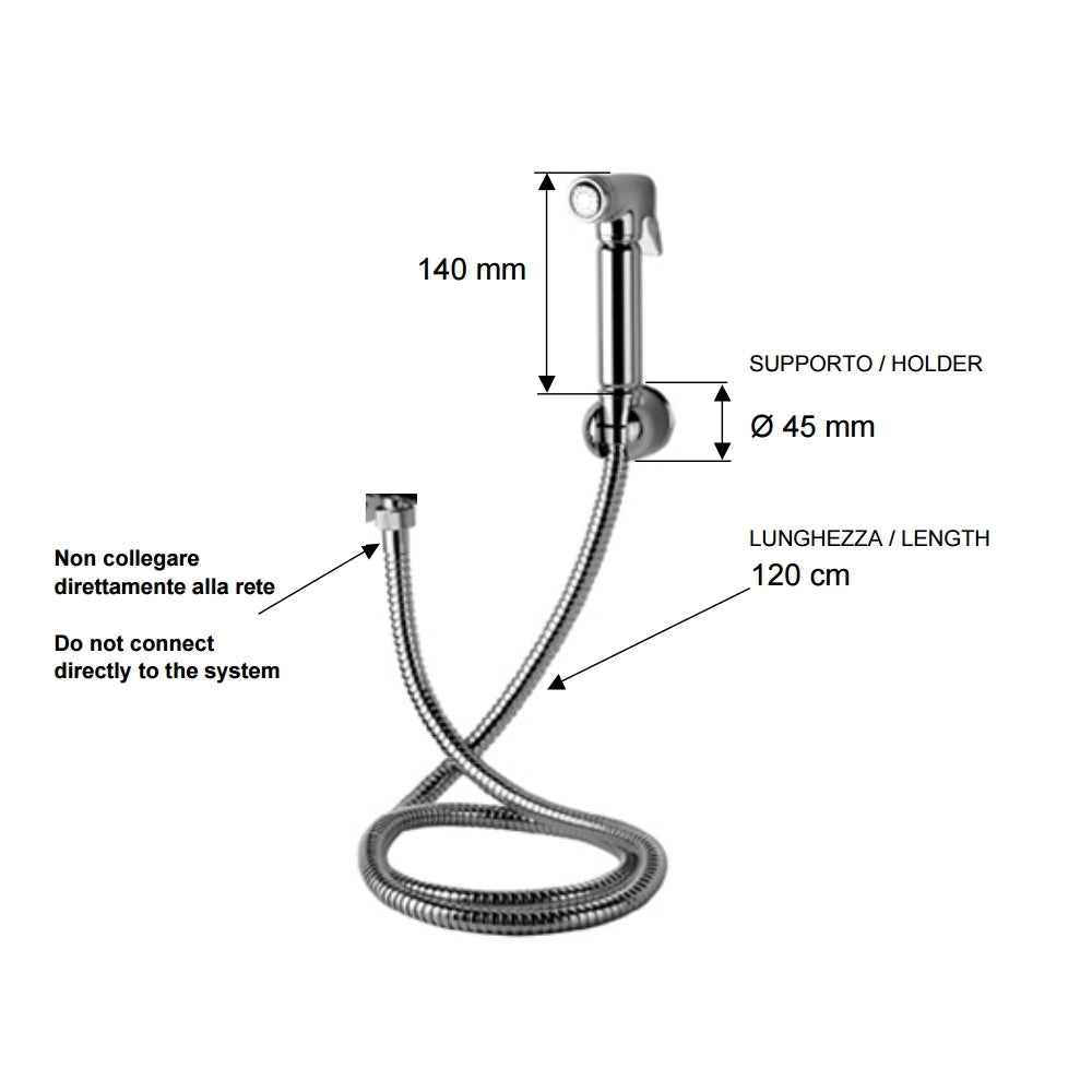 Set relax - doccetta bidet - con doccia a pulsante, flessibile e supporto lux