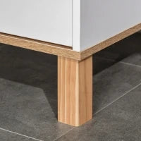 kleankin Mobile Bagno Salvaspazio in Legno, Mobile a Colonna con Armadietti e Cassetto, 39x30x180cm, Bianco