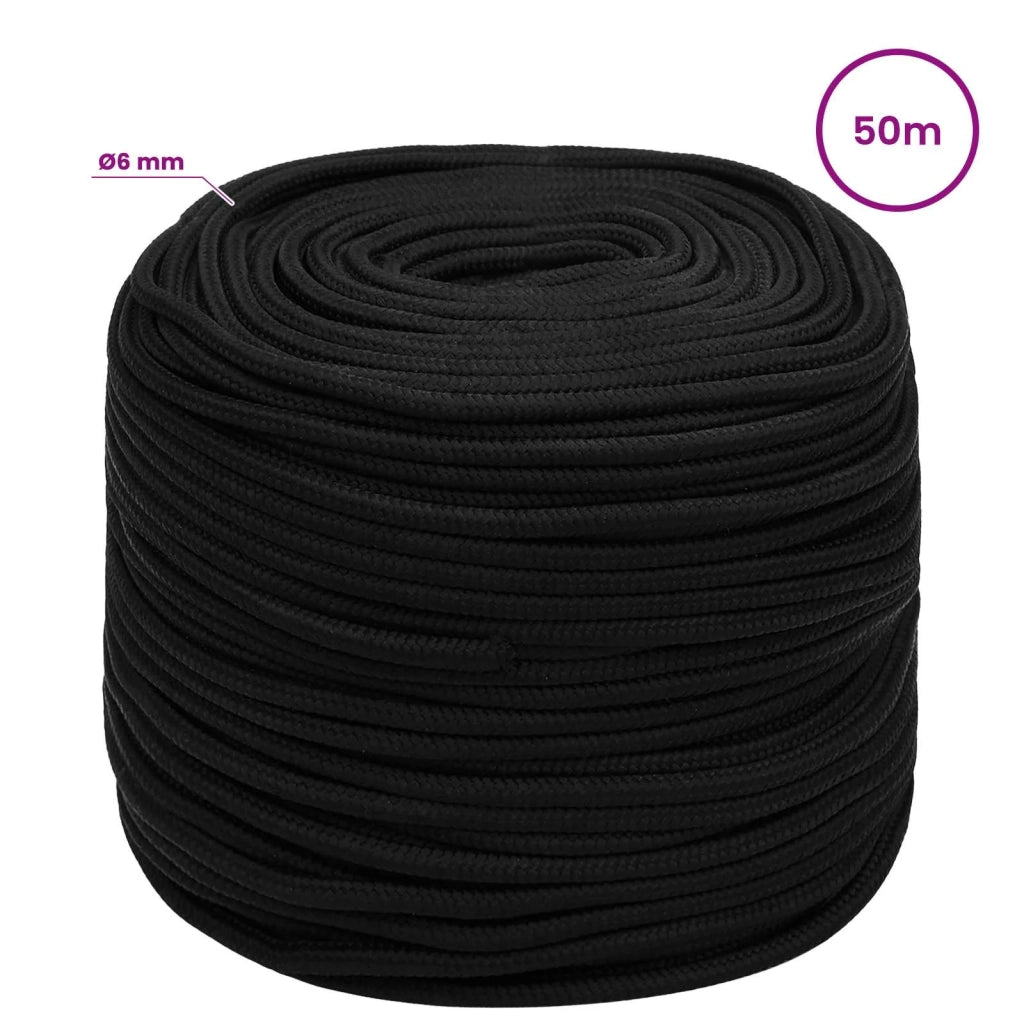 Corda multiuso 6 mm 50 m Nero Poliestere 500 kg Carico massimo 3473507