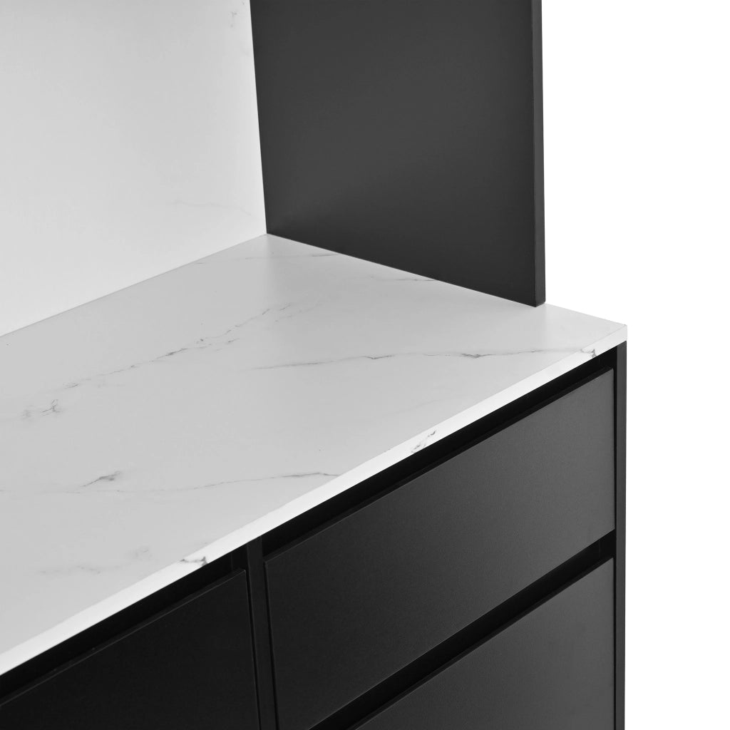 SIDEBOARD 120x40x180 cm Bianco e Nero in MDF con LED