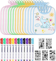 14 pezzi di tessere per bambini da colorare, 22 x 18 cm, tessere bianche per colorare, festa di compleanno per bambini con 12 matite coloranti e 5 stencil per festa di babbo Natale o bambina