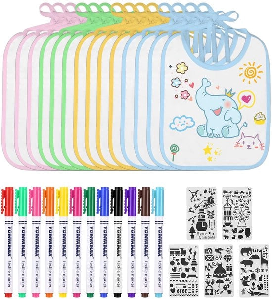 14 pezzi di tessere per bambini da colorare, 22 x 18 cm, tessere bianche per colorare, festa di compleanno per bambini con 12 matite coloranti e 5 stencil per festa di babbo Natale o bambina