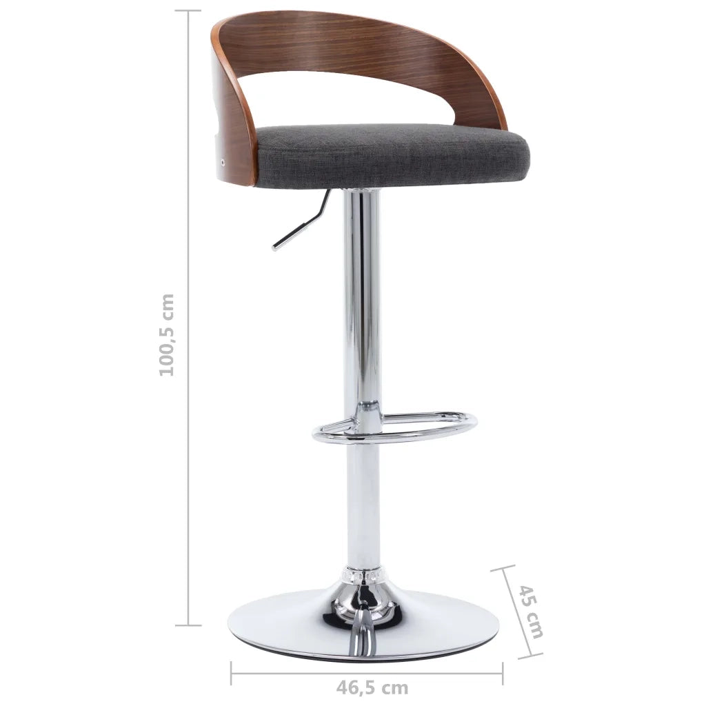 Sgabelli da Bar 2 pz Grigio Scuro in Tessuto e Legno Curvo 283146