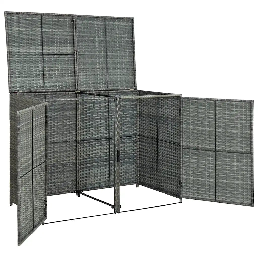 Copribidone Rifiuti Doppio in Polyrattan Antracite 148x77x111cm 46463