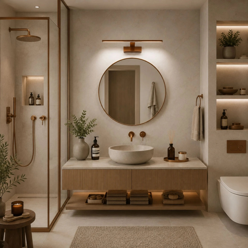 Applique Da Bagno Led Swe013-1w 43cm Brush Copper