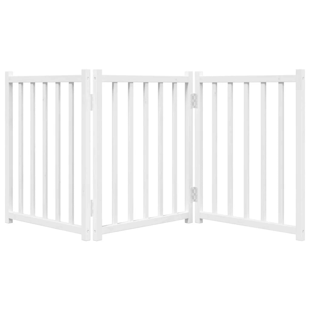 Cancelletto di sicurezza pieghevole a 3 pannelli per cani 150 cm in legno massello di abete bianco 02_0023082