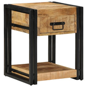 Set di 2 Comodini | Armadio da Notte | Mobiletto da notte 40x40x50 cm in Legno Massello di Mango Grezzo
