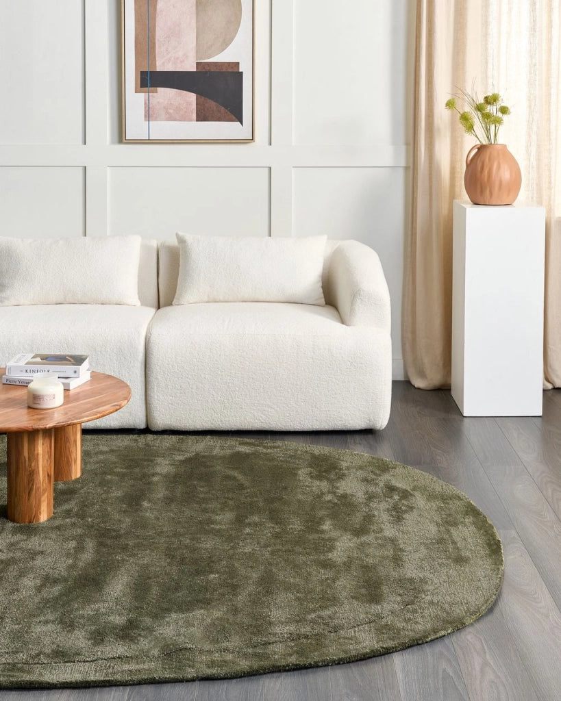 Tappeto Verde Viscosa e Lana Forma Irregolare 200 x 300 cm Stile Moderno Glam